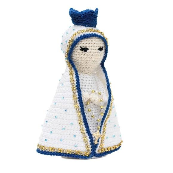 Nossa Senhora com Manto Branco em Amigurumi