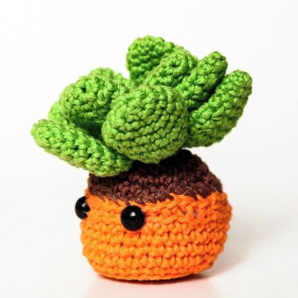 Suculenta em Amigurumi
