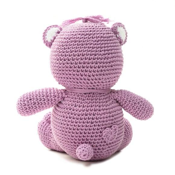 Ursinho Carinhoso Lilás em Amigurumi
