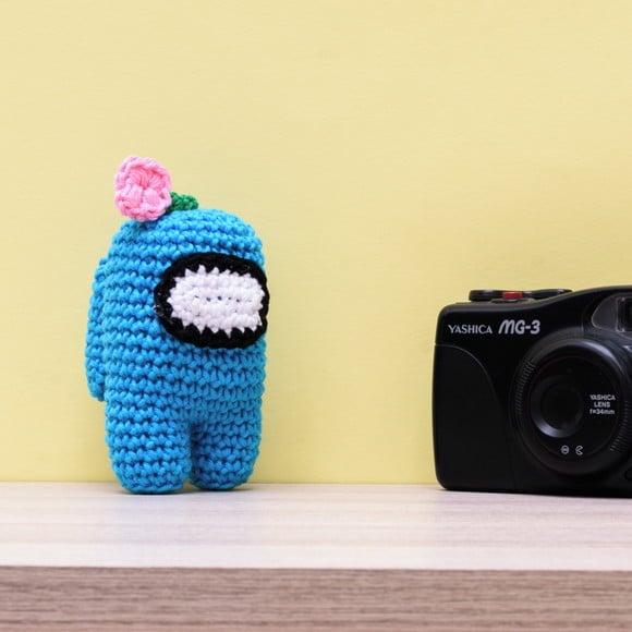 Among Us Azul em Amigurumi