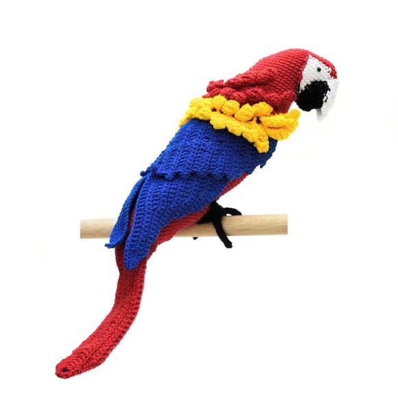 Arara Vermelha e Amarela em Amigurumi