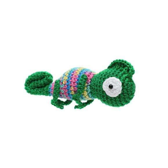 Camaleão Verde Escuro em Amigurumi