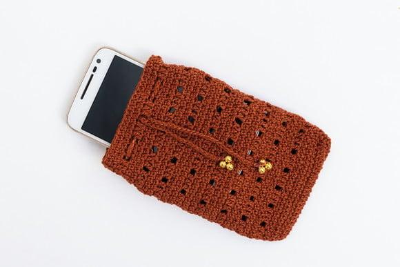 Case para celular em crochê