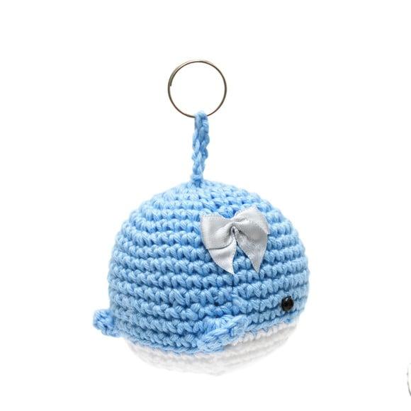 Chaveiro Baleia com Lacinho em Amigurumi