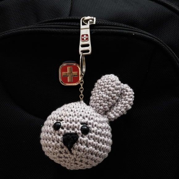 Chaveiro Cabeça de Coelho em Amigurumi