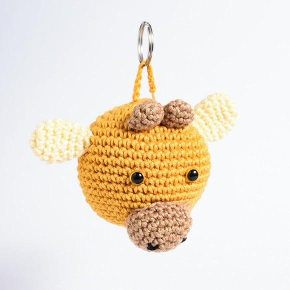 Chaveiro Cabeça Vaca Jersei em Amigurumi