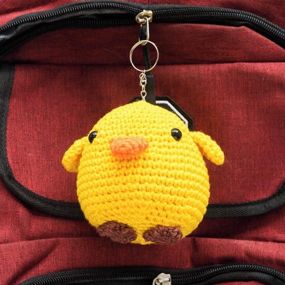 Chaveiro Pintinho Amarelo em Amigurumi