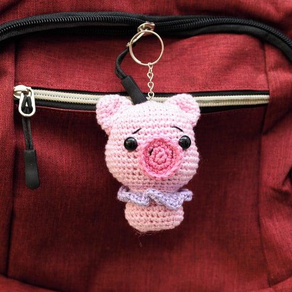 Chaveiro Porco Rosa em Amigurumi