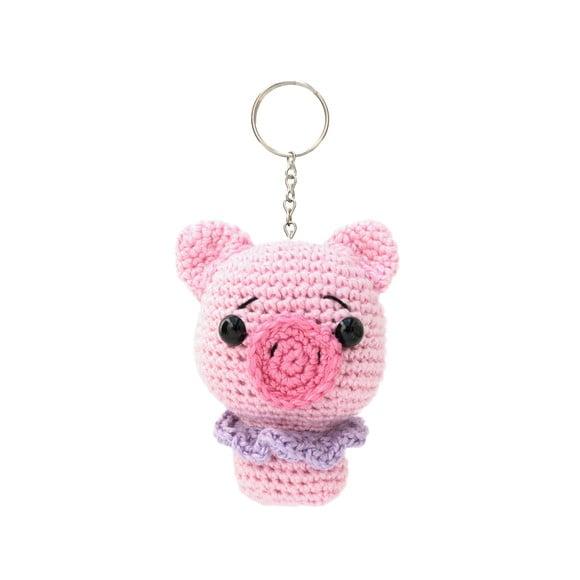 Chaveiro Porco Rosa em Amigurumi