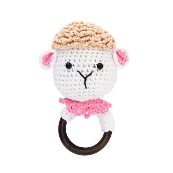Chocalho Ovelha Branca em Amigurumi