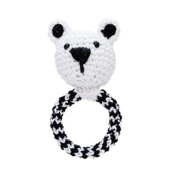 Chocalho Ursinho Preto e Branco em Amigurumi