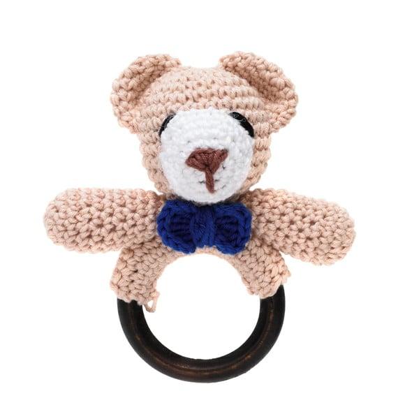 Chocalho Ursinho de Gravata em Amigurumi