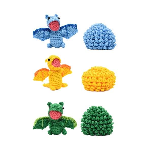 Coleção Ovo com Filhote de Dinossauro e Dragão em Amigurumi