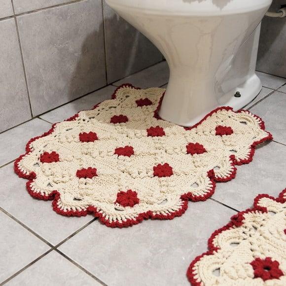 Conjunto para Banheiro em Crochê Flor Vermelha