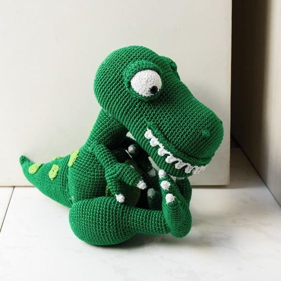 Dinossauro T-rex Peso de Porta em Amigurumi