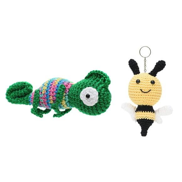 Kit Camaleão e Abelha em Amigurumi