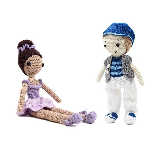 Kit Bonecos Jonathan e Bailarina em Amigurumi