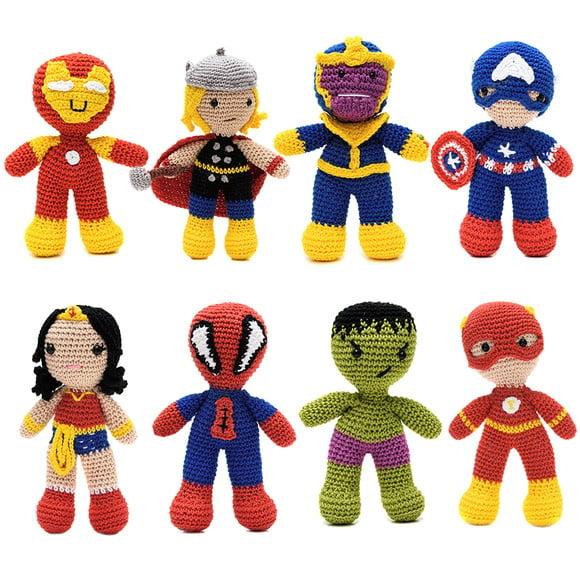 Kit Super Heróis em Amigurumi