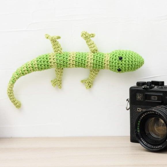 Lagartixa Verde Claro em Amigurumi