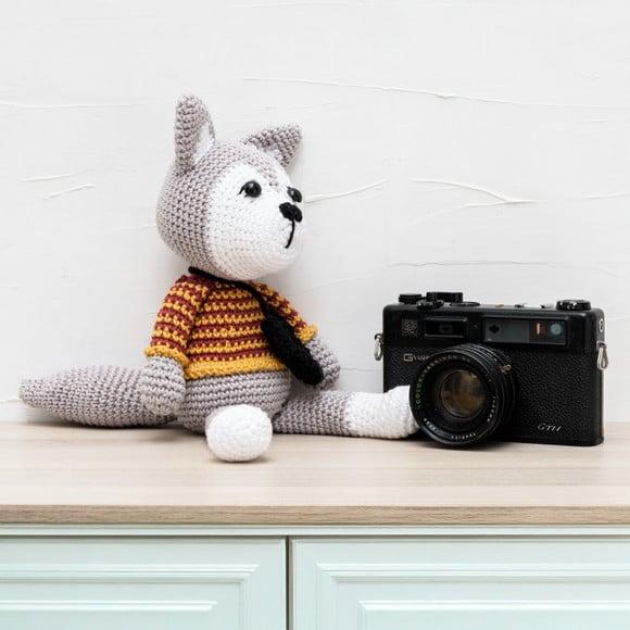 Lobo com Bolsa em Amigurumi