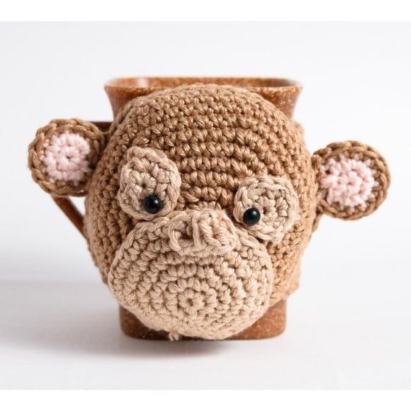 Luva de Caneca Macaco em Amigurumi