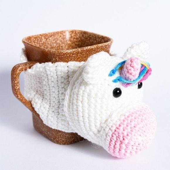 Luva de Caneca Unicórnio em Crochê
