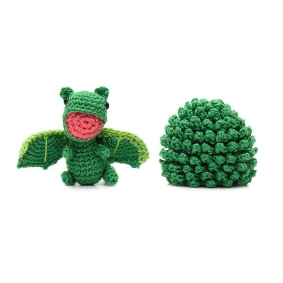 Ovo com Filhote de Dragão Verde em Amigurumi