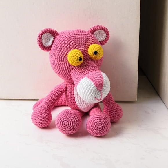 Pantera Cor de Rosa Peso de Porta em Amigurumi