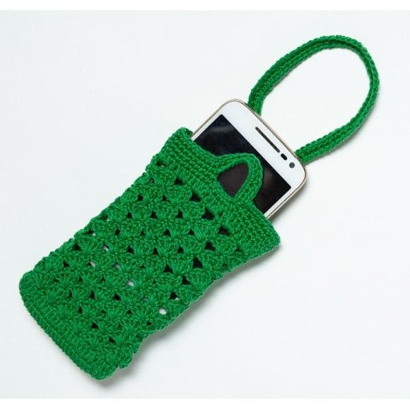 Porta Celular de Pulso em Crochê