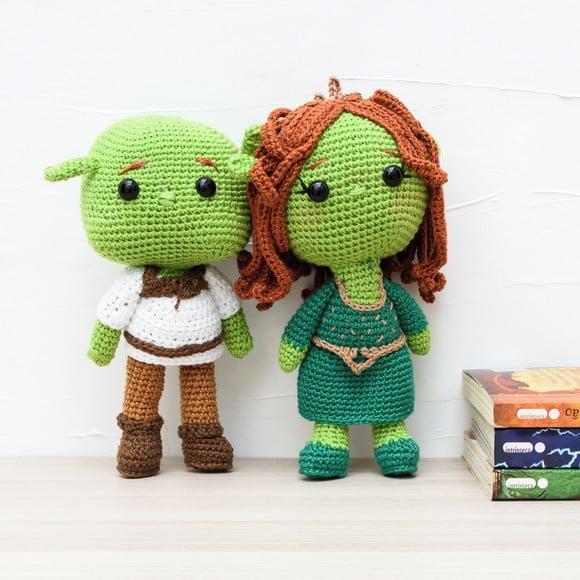 Shrek e Fiona em Amigurumi