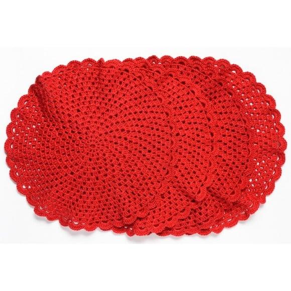 Sousplat vermelho em crochê
