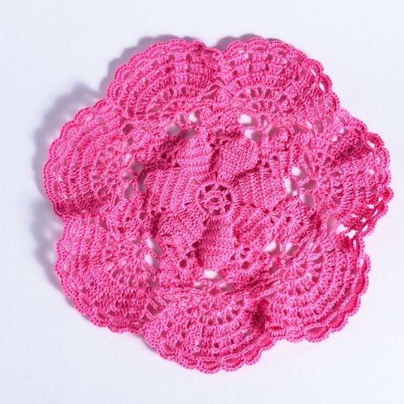 Toalhinha Rosa em Crochê