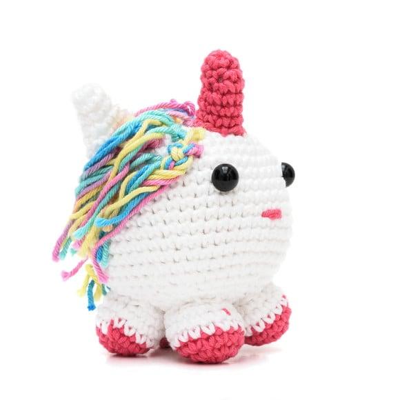 Unicórnio Bola Rosa Escuro em Amigurumi