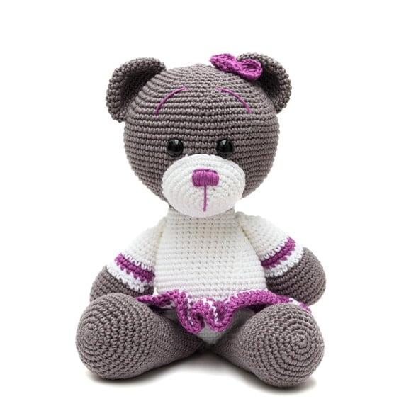 Ursa de Saia Roxa em Amigurumi