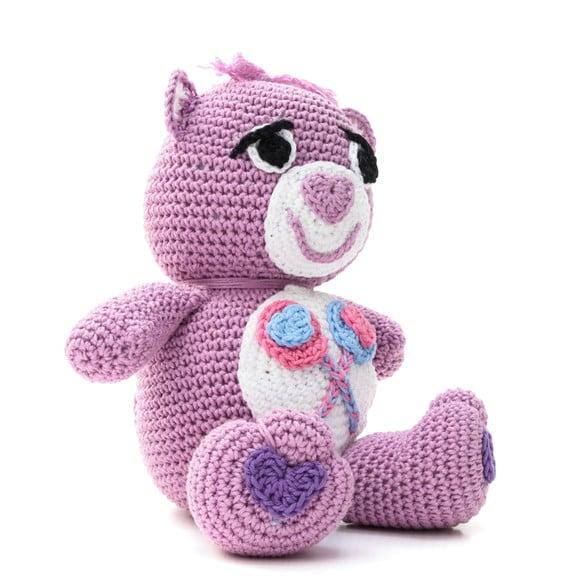 Ursinho Carinhoso Lilás em Amigurumi
