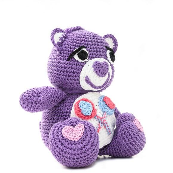 Ursinho Carinhoso Roxo em Amigurumi