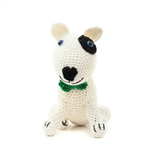 Cachorro Bacon Bull Terrier Peso de Porta em Amigurumi