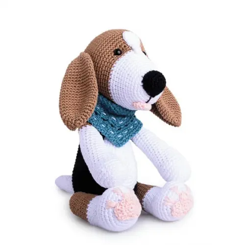 Cachorro Beagle Escuro em Amigurumi