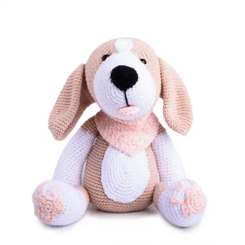 Cachorro Beagle Lenço Rosa em Amigurumi