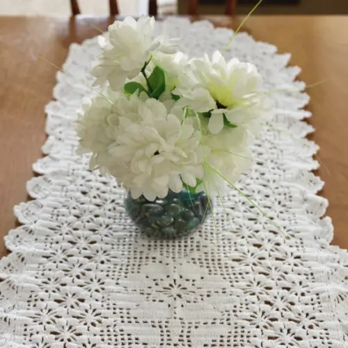 Caminho de Mesa em Crochê Flores