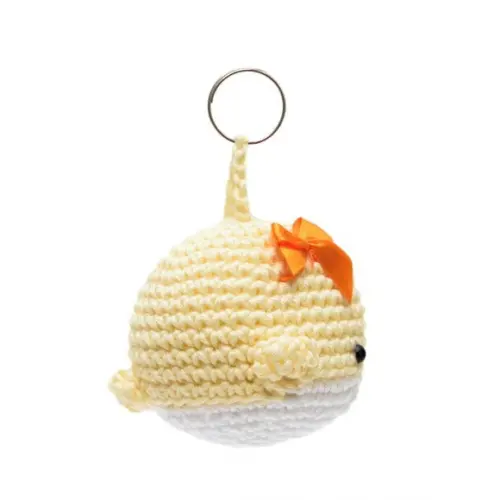 Chaveiro Baleia com Lacinho em Amigurumi
