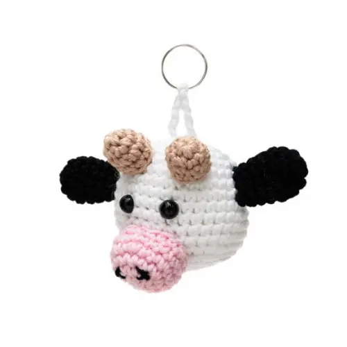 Chaveiro Cabeça Vaca Holandesa em Amigurumi