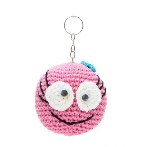 Chaveiro Carinha Feliz Médio em Amigurumi