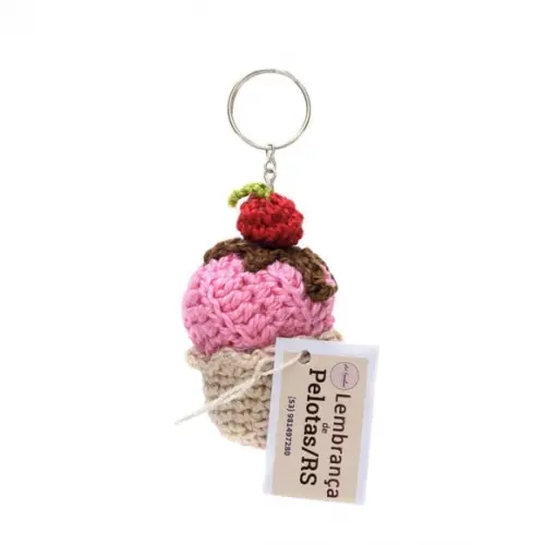 Chaveiro Mini Cupcake em Amigurumi