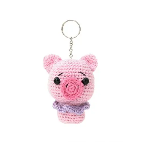 Chaveiro Porco Rosa em Amigurumi