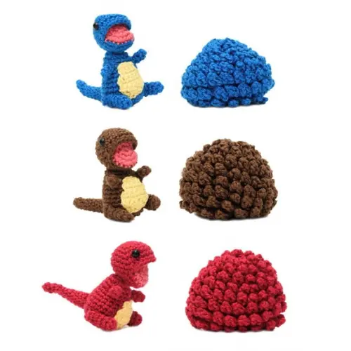 Coleção Ovo com Filhote de Dinossauro e Dragão em Amigurumi