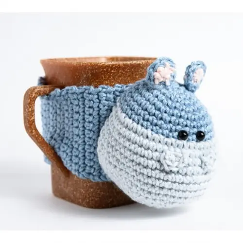Luva de Caneca Hipopótamo em Amigurumi
