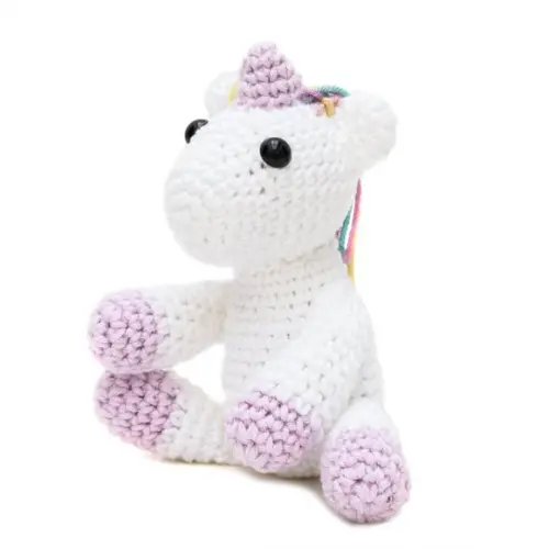 Mini Unicórnio Sentado em Amigurumi