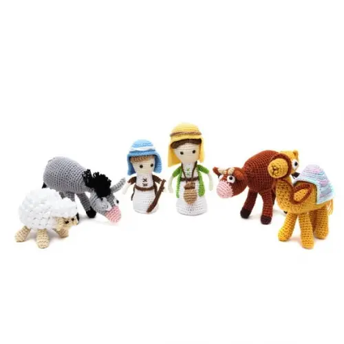 os Pastores e Animais do Presépio em Amigurumi