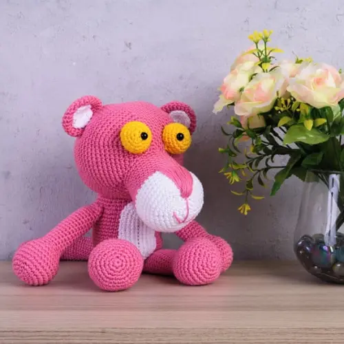 Pantera Cor de Rosa em Amigurumi